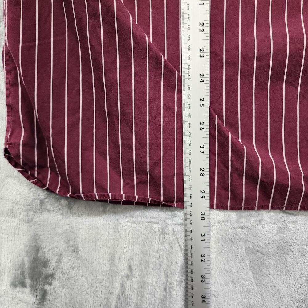 Lands End Top Womens 22W Burgundy White Striped Popover No Iron Supima Cotton - Picture 9 of 10